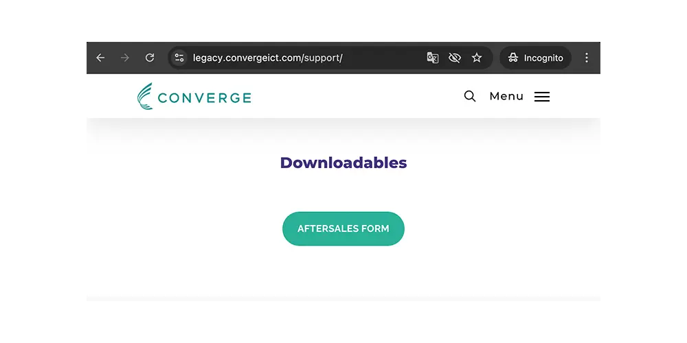 Convergeの解約申請フォーム（ARF）はサポートページの一番下にあります。