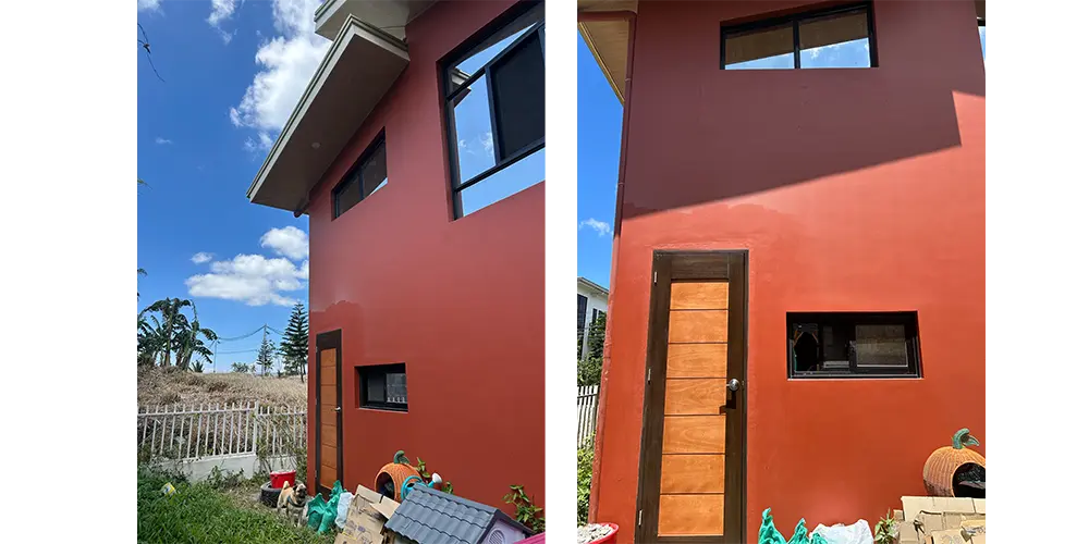 設置前の勝手口。新しいドアに、雨が直接当たる状態だった