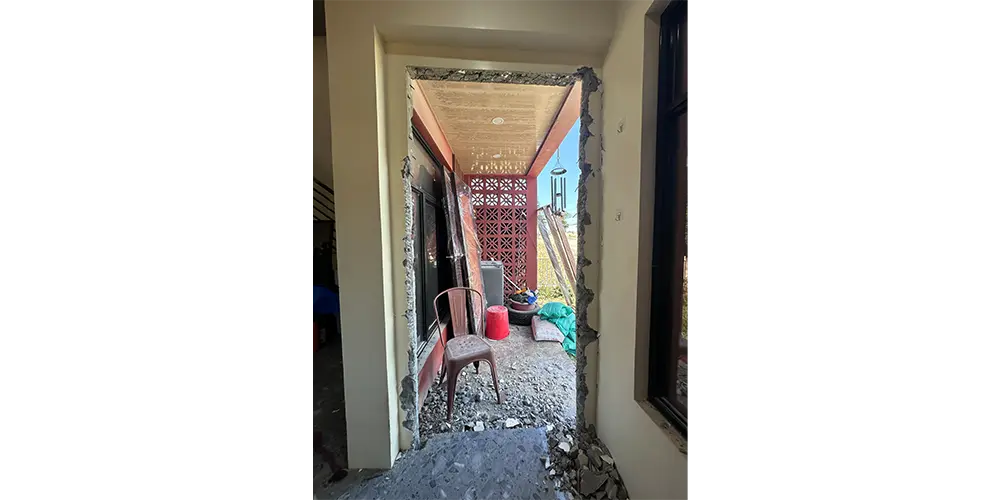It was quite a shocking sight. Finally, the door frame was removed.