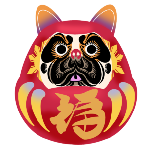 フレンチブルドックxだるまの無料イラスト素材です。