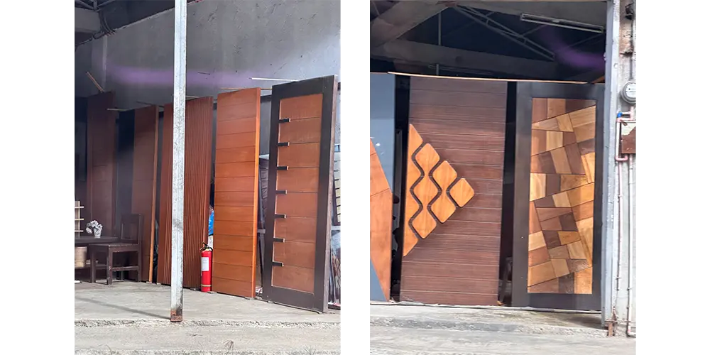 オーダーメイドのドア専門店。MRT DOOR Designの外。どんなデザインか外から見える。アイキャッチーでした。