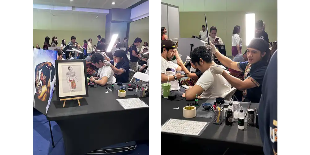 カリンガ地方の伝統刺青が会場でおこなわれていました。