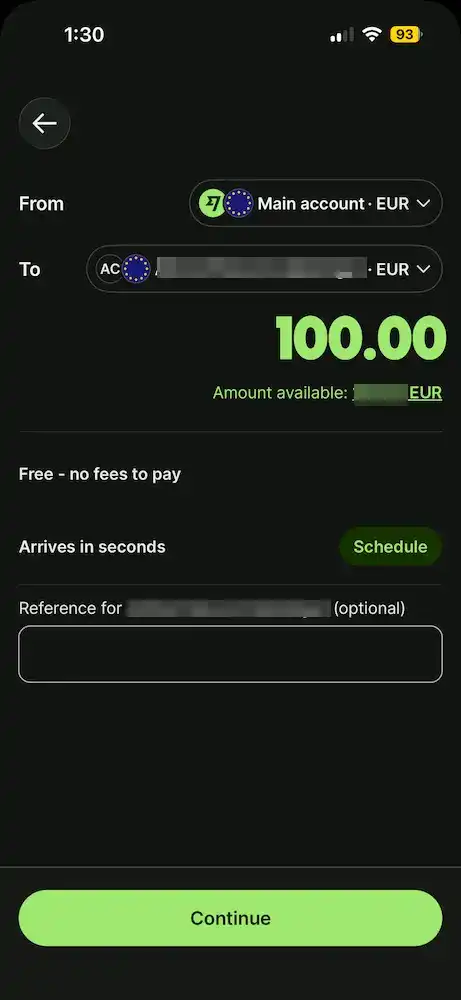 送金時に、相手のアカウントをタップすると、通貨などを選べるようになる。